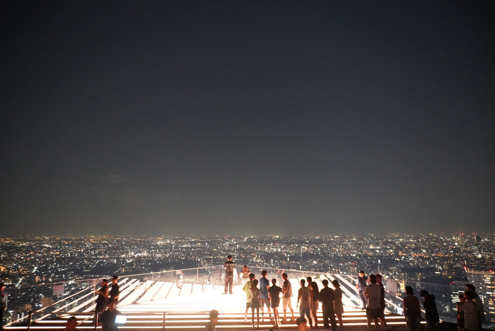 Lookout platform from Shibuya Sky at night.